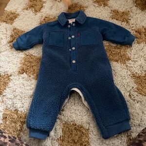 Levi Blue Sherpa Baby Jumpsuit coverall